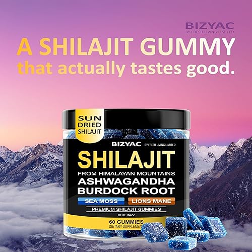 Miniatura 6 de Gomitas Shilajit orgánicas con musgo marino y ashwagandha  Extracto del Himalaya 100% puro con minerales traza, raíz de bardana y melena de león