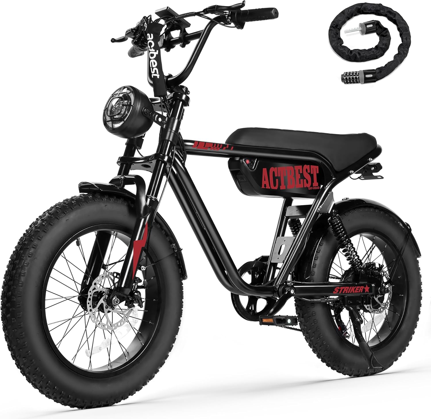 ACTBEST 20"/16" Electric Bike,Peak 1500W/1200W, 48V 15.6Ah/10.4Ah Fat Tire All-Terrain Electric Motorcycle,Full Suspension,UL2849 Electric Dirt Bike for Adults on Mountains/Snow/Sandy