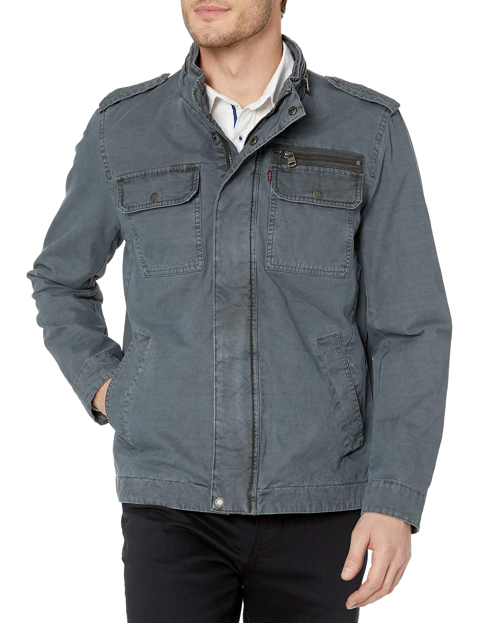 Levi's Men's Washed Cotton Military Jacket (Regular & Big & Tall Sizes), Indigo, XL