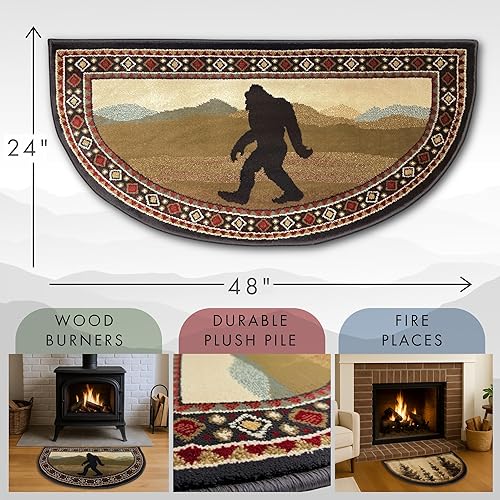 Miniatura 3 de Good Of The Woods Sasquatch Hearth - Alfombra redonda de 24 x 48 pulgadas, alfombra de chimenea, alfombra de cabina