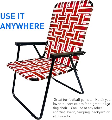 Vista 77 de EasyGo Product Portátil, diseño de respaldo alto, estilo retro, silla de malla para exteriores, patio, campamento, eventos deportivos, fácil