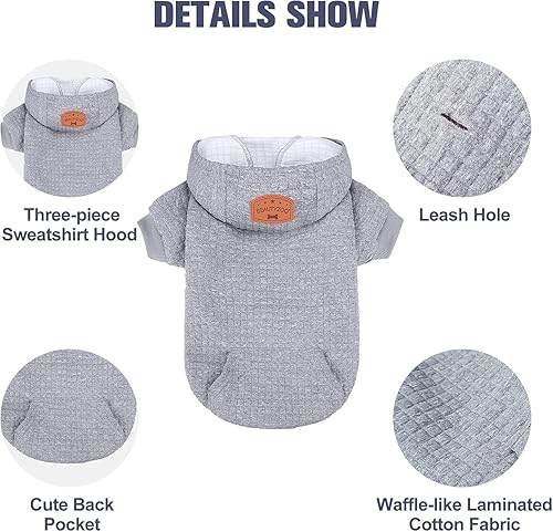 Vista 41 de BEAUTYZOO Suéter con capucha para perros pequeños y medianos con bolsillos, ropa para perros pequeños y medianos, abrigos de algodón laminado
