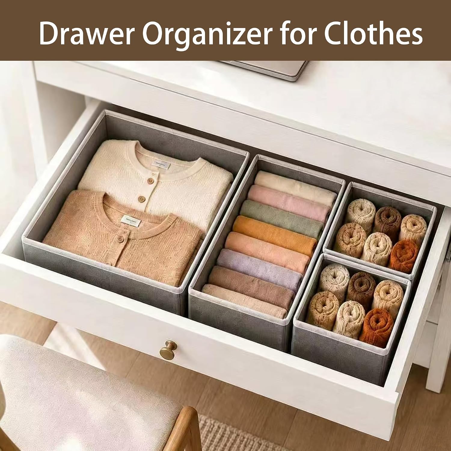 Drawer Organizer Clothes, 10 Pack Dresser Organizer Baby Clothes, Socks