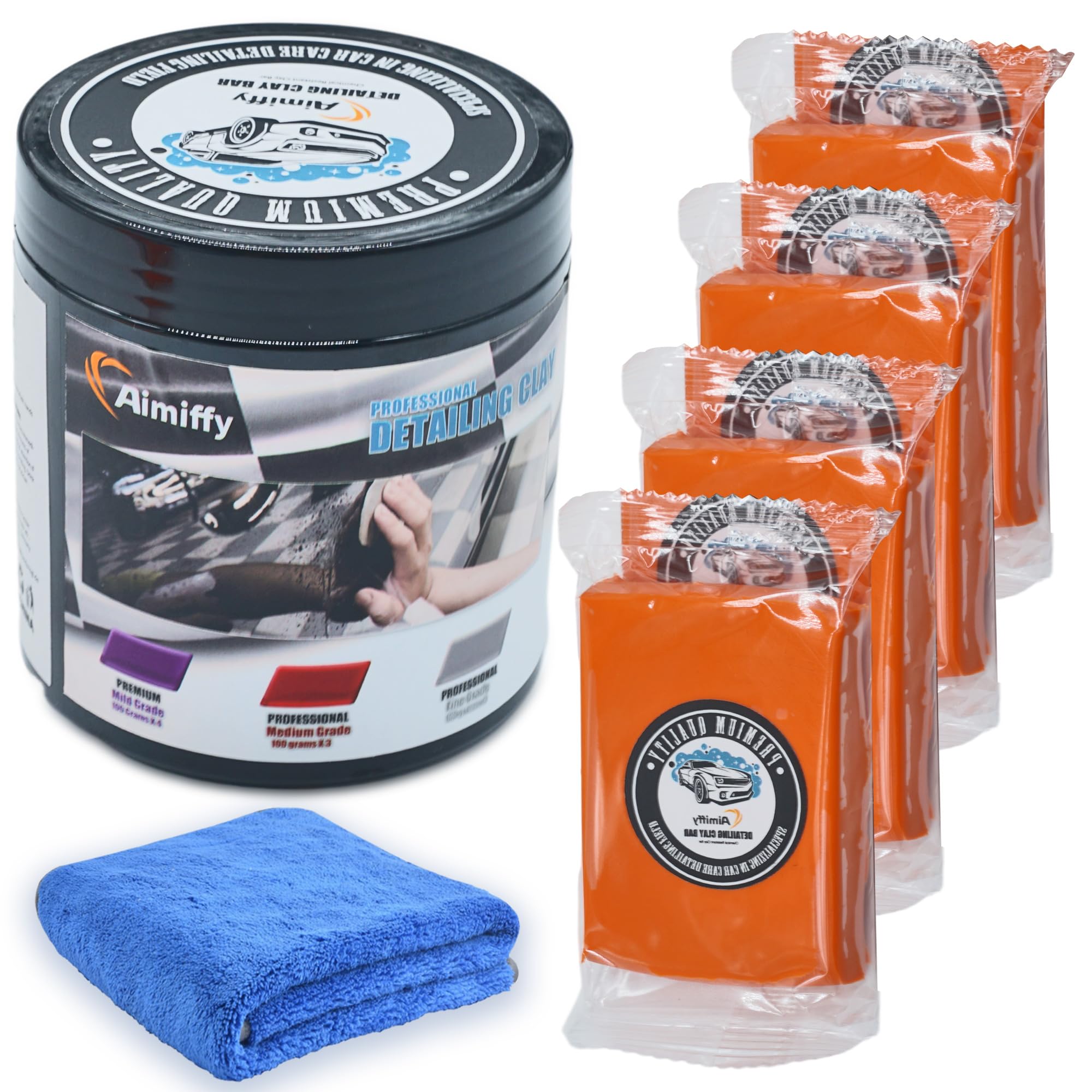 Car Detailing Clay Bar kit - Auto Detailing Clay Bars,Premium 4 Block x100g Mild Grade Magic Clay Bar Kit, Auto Clay Bars with Washing and Adsorption