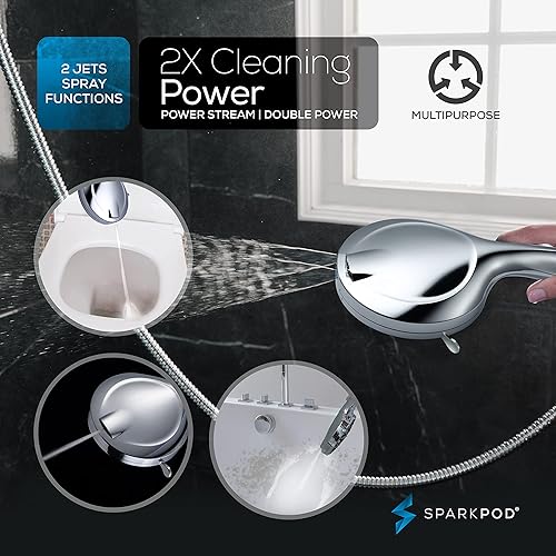 Miniatura 2 de SparkPod Cabezal de ducha filtrado de 10 modos con manguera, cabezales de ducha de alta presión de 5 pulgadas con filtro, filtro de cabezal de ducha