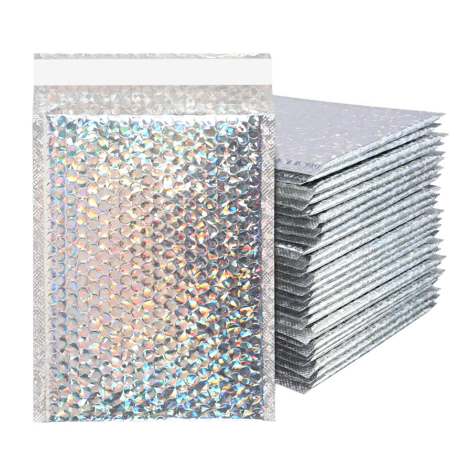 TAICHEUT 100 Pack Silver Laser Bubble Mailers, 6x9inch Self Seal Padded Envelopes with Waterproof Layer for Shipping, Mailing and Packaging