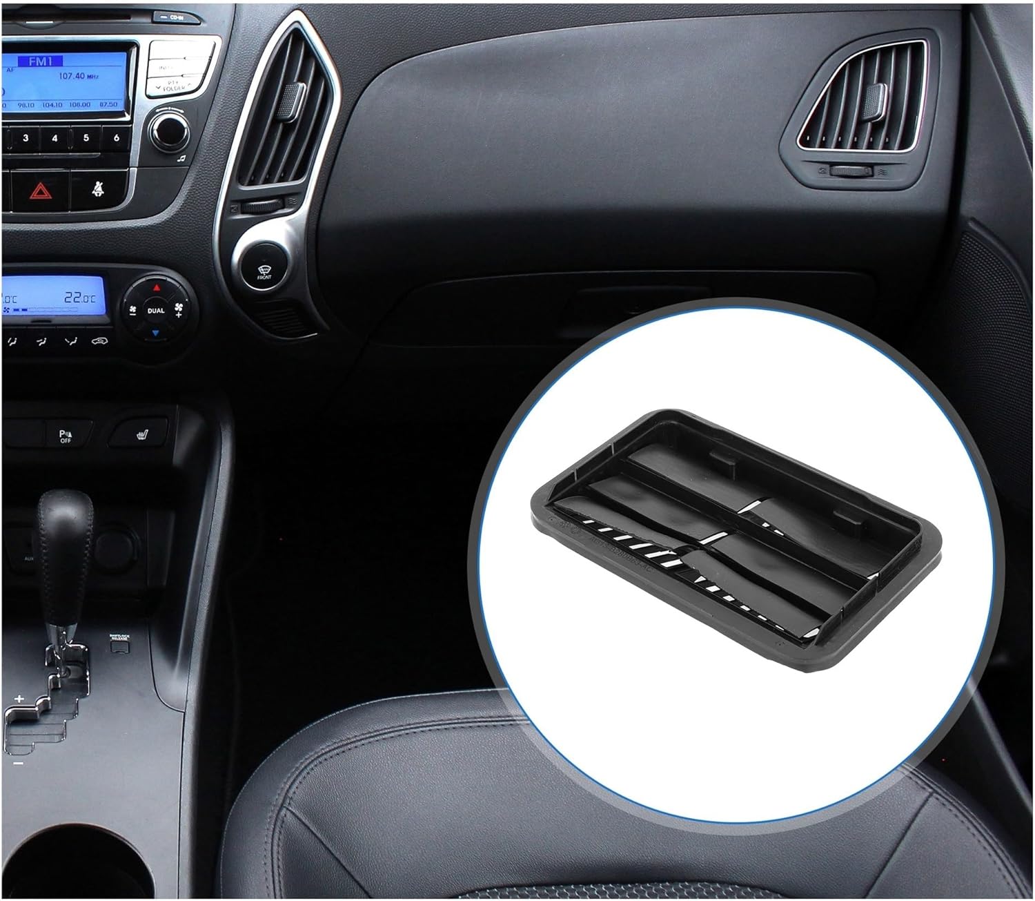 UXCELL Center A/C Outlet Compatible Fit For Ford 2013-2020 Black Vent Panel