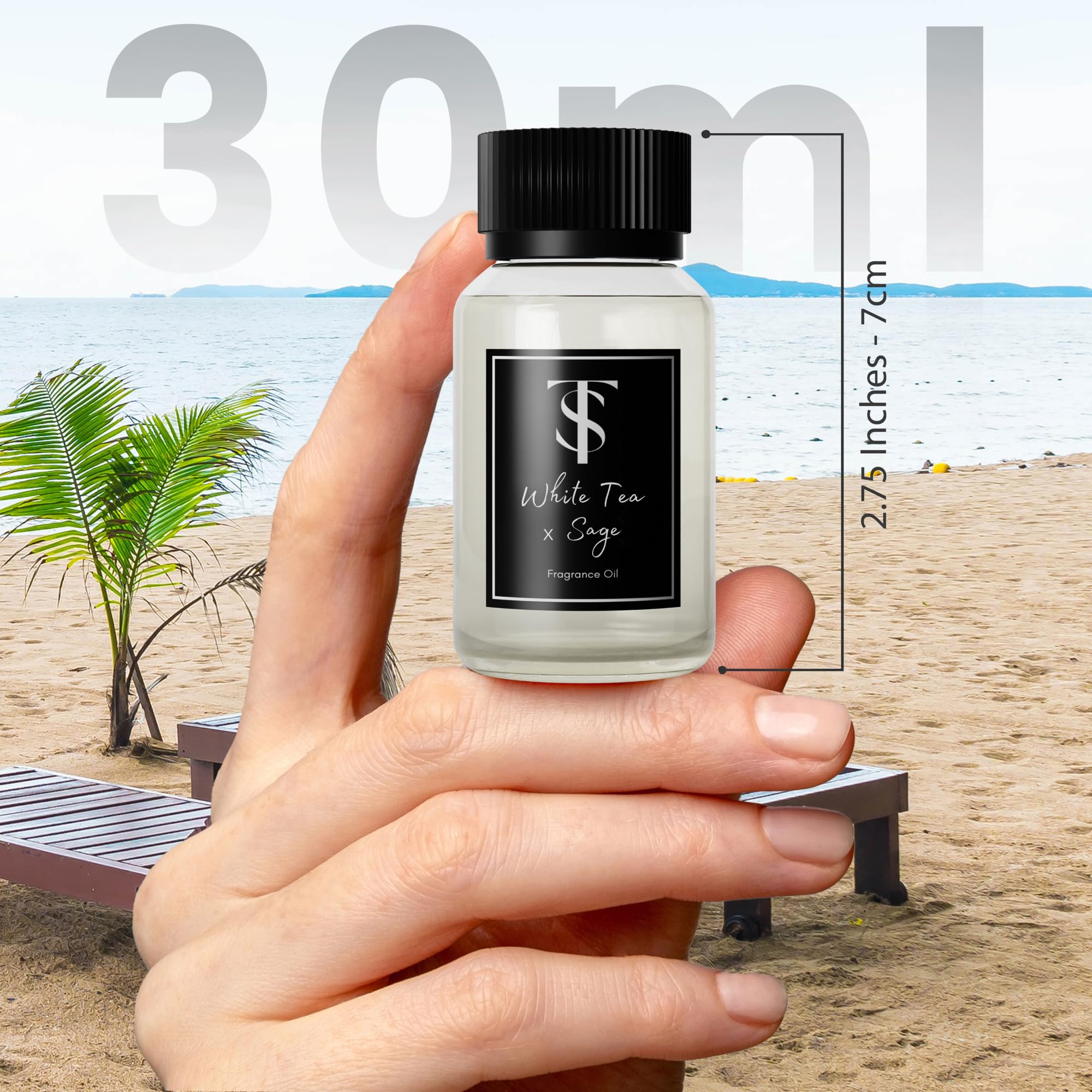 Timeless Scenting White Tea and Sage Luxury Fragrance Oil - Aromatherapy Scent Diffuser Refill Best Smelling Fragrance Oil Diffuser - 30ml