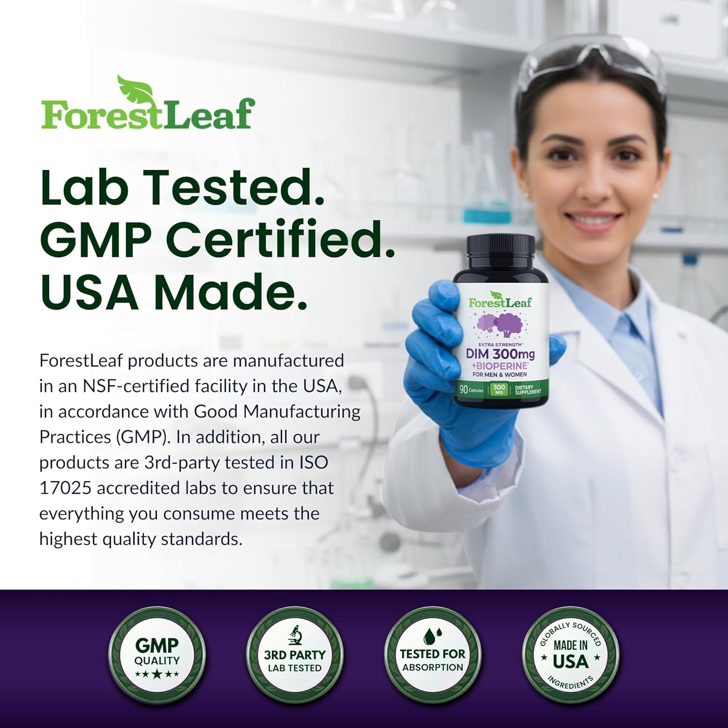 ForestLeaf DIM Supplement - 300mg DIM Estrogen Supplement for Women/Men - Diindolylmethane with BioPerine Black Pepper - Support for Detox, Metabolism, Hormone Balance & Menopause - 90 Caps - Image 4