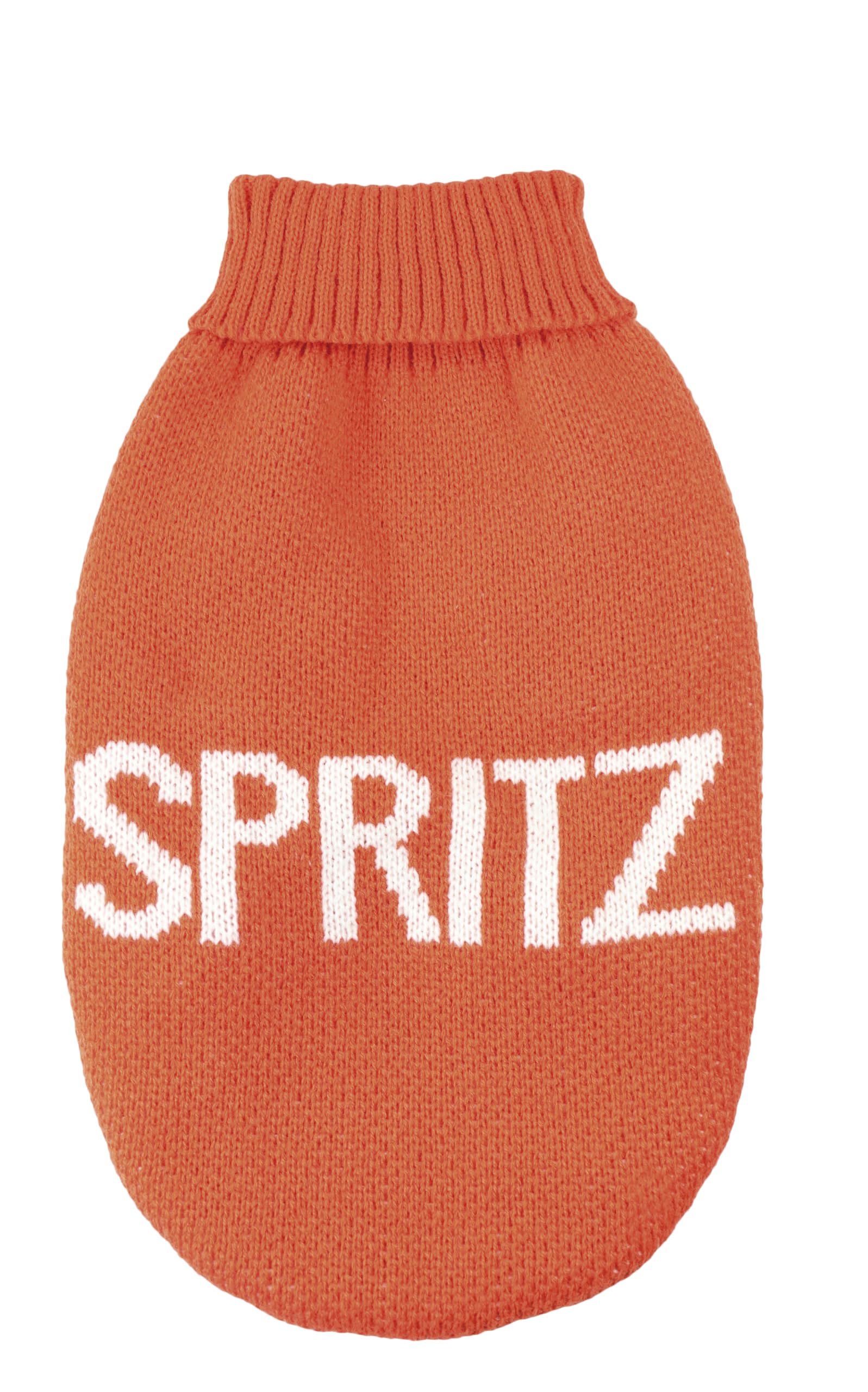 Record - Dog Cocktail. Soft High Neck Sweater with Elasticated Waistband, Embroidered with 'Spritz' Lettering |S, Back Length 35cm