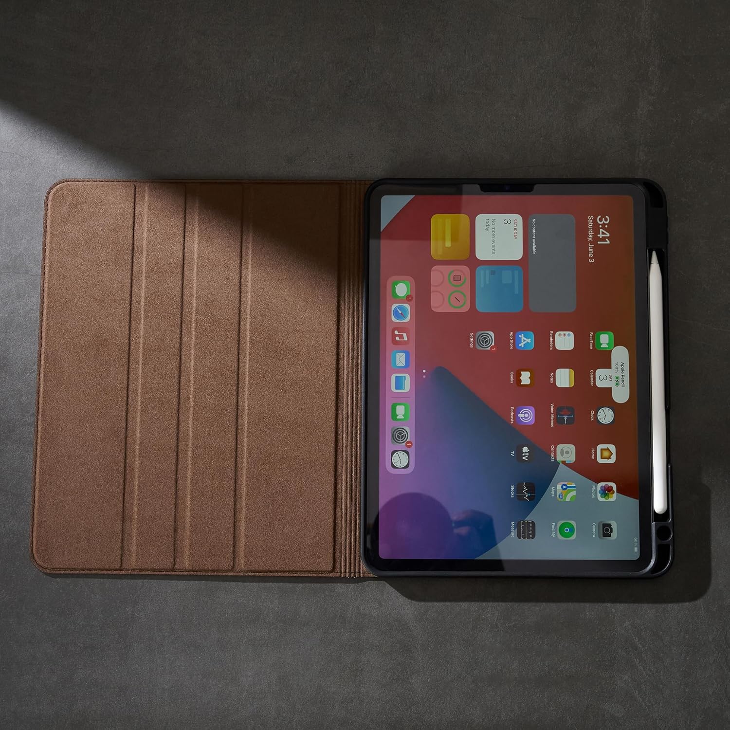 Gexmil Genuine Leather Case for iPad Pro 13 Inch (M5/M4) 2025/2024 with Pencil Holder,Protective Shockproof Smart Premium Leather Folio Cover Adjustable Stand Auto Sleep/Wake Anti-Slip, Buffalo Brown - Image 5