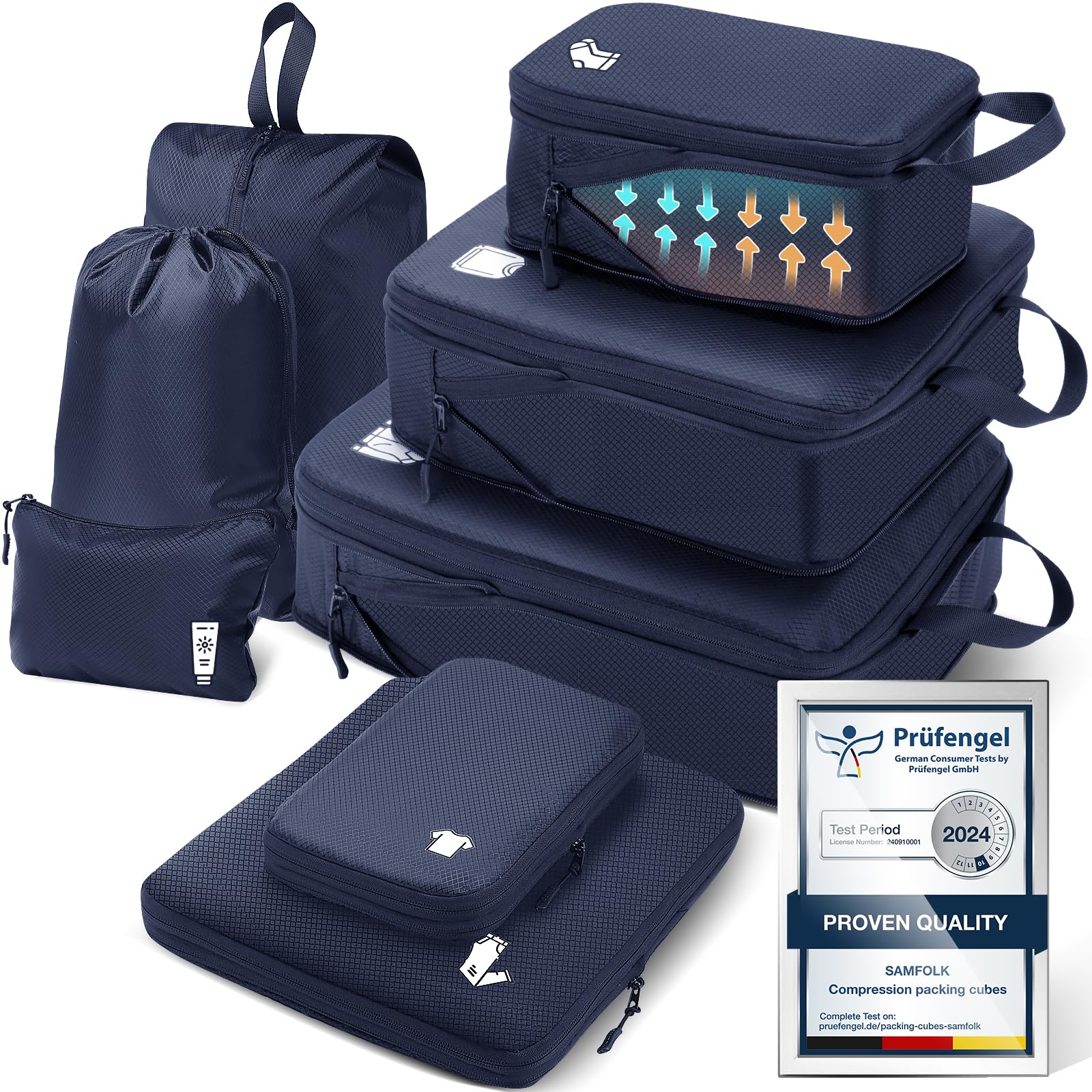 Cubes d'emballage à compression UPADAY : organiseur de valise de voyage en nylon, lot de 6 - France Cubes d'emballage à compression UPADAY : organiseur de valise de voyage en nylon, lot de 6 - France