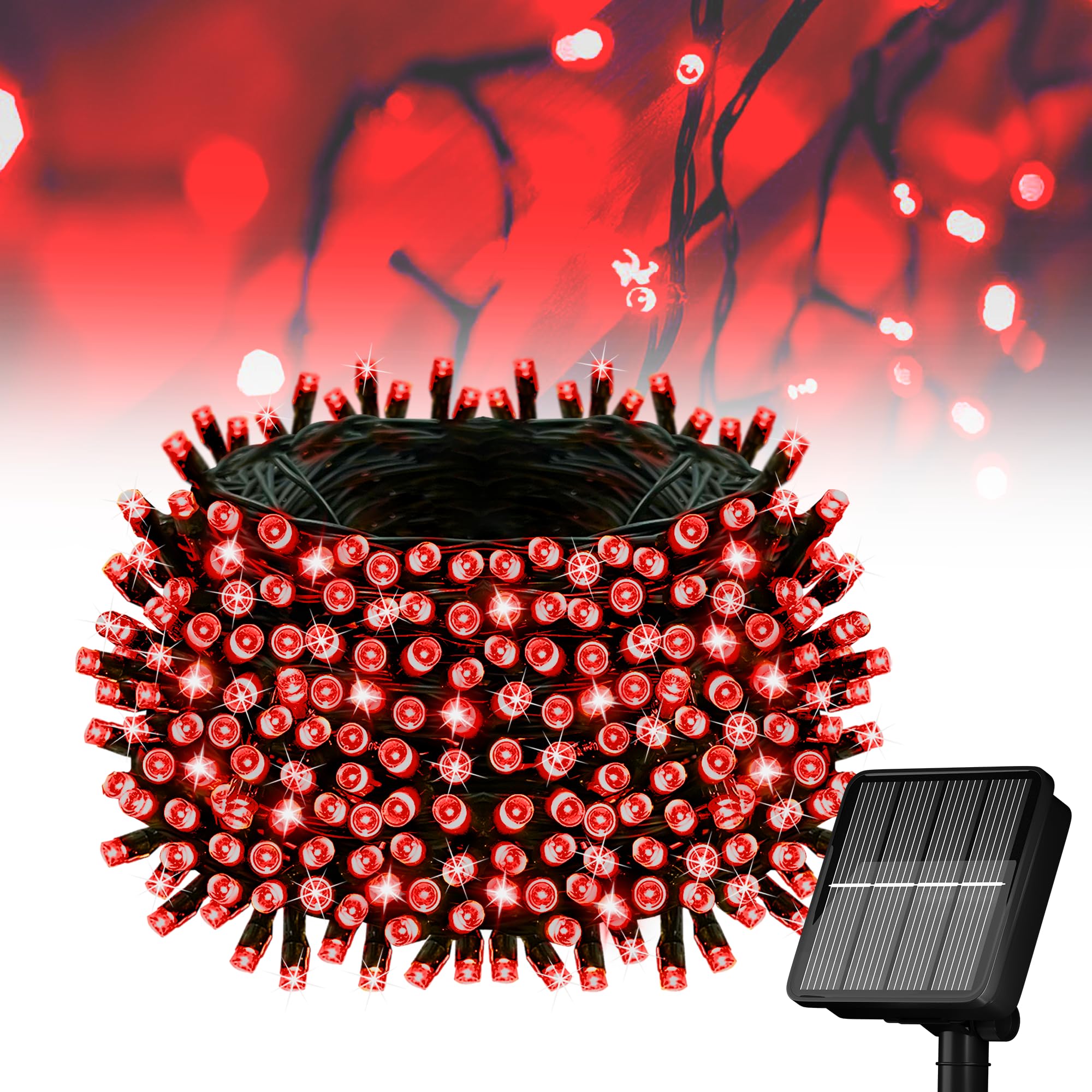 Flechllary Solar String Lights for Outside, 39Ft 100 LED Solar String Lights Outdoor with 8 Modes，Solar Lights for Outside Waterproof for Yard, Fence,