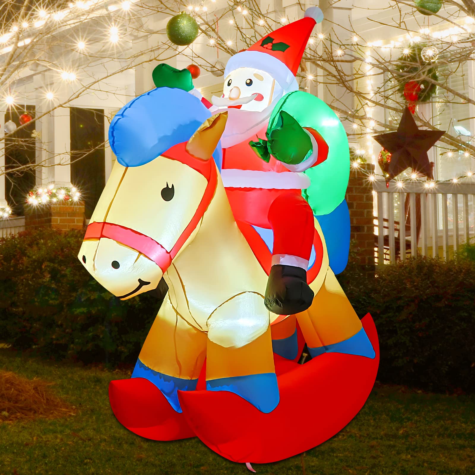 COMIN Bonhomme de neige gonflable de Noël avec une boîte, décoration de cour gonflable avec lumières LED intégrées pour les vacances, les fêtes, Noël, la cour, le jardin