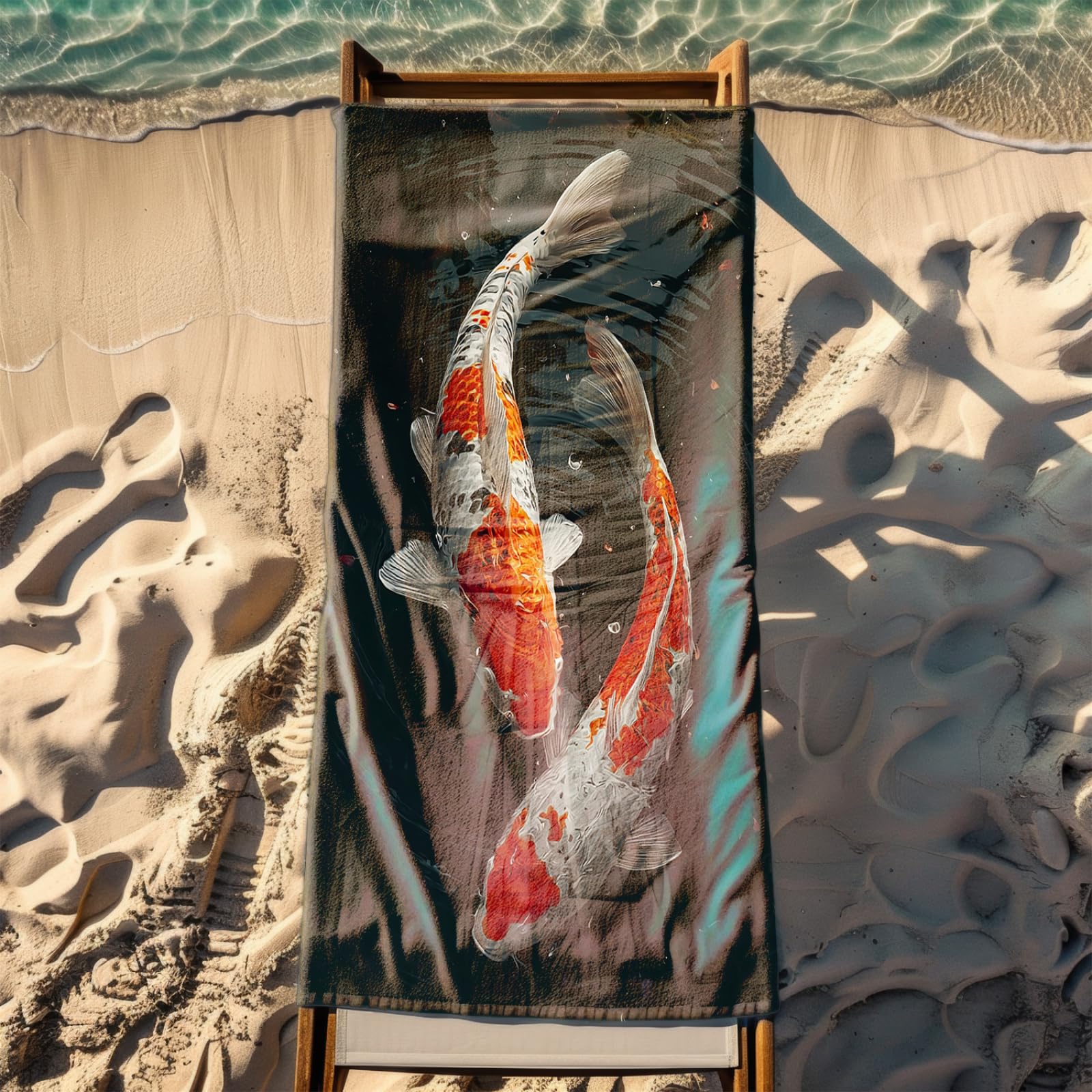 Générique Serviette de Plage XXL Carpe Rouge | Grande Taille Serviette de Plage et Douche Avec Elastique Microfibre Absorbante et Légère Sport Séchage Rapide