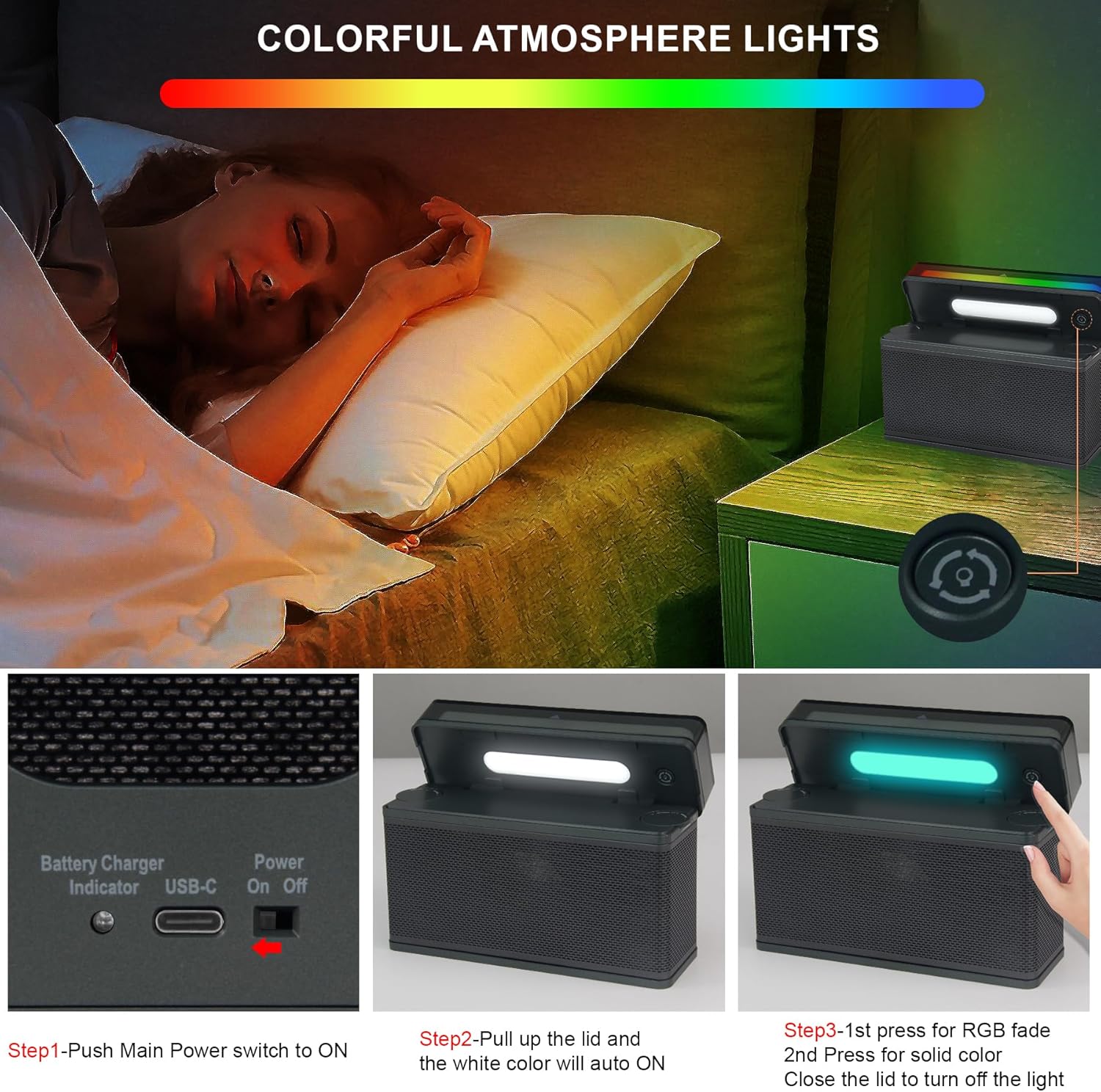 White Noise Sound Machine, Portable Sound Machine with 70 Soothing Sounds,Baby Night Light with Memory Function for Heavy Sleepers Kids Adult Home Office