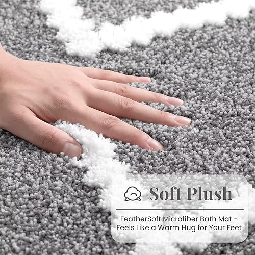 Miniatura 7 de DEXDE Alfombras de baño de 60 x 24 pulgadas, antideslizantes, de microfibra suave y absorbente, alfombra de baño de felpa larga, lavable a máquina,