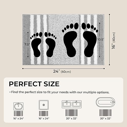 Miniatura 2 de GRANNY SAYS Alfombras de baño grises antideslizantes, lavables, 24 x 16 pulgadas, extra suaves y absorbentes, para baño
