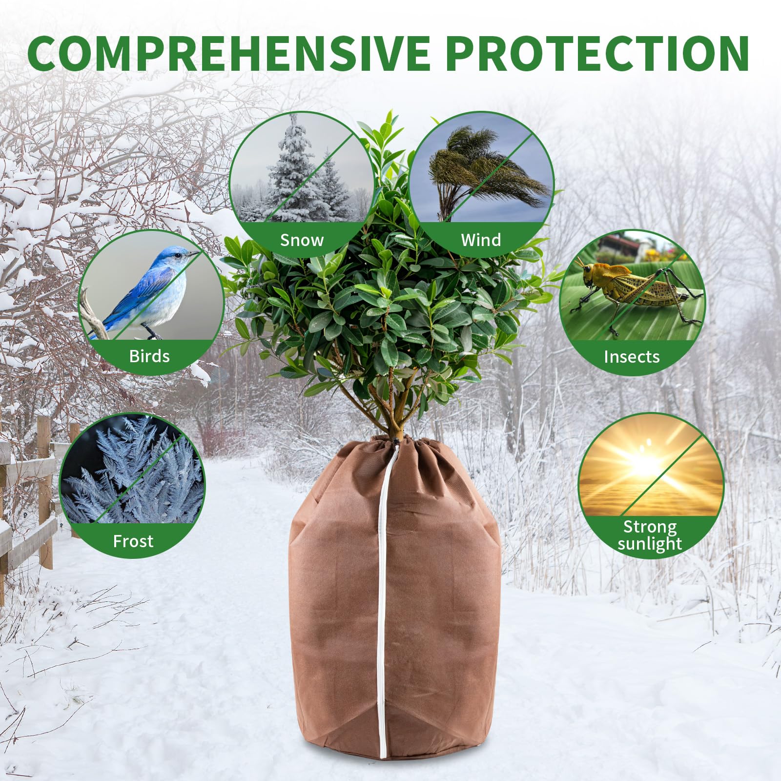 Wzzy Gurden Sacchetti antigelo per Piante in Vaso, Protezione per Piante, Protezione Invernale per Piante, 60 x 90 cm, 70 g/m², Poliestere (2 Pezzi)