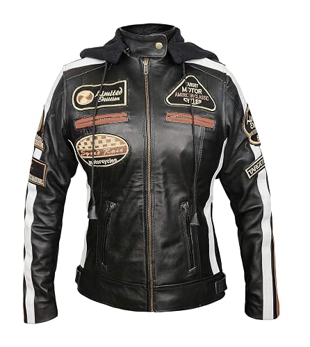 Womens Armored Motorcycle Padded Vintage Cafe Racer Retro Biker Riding