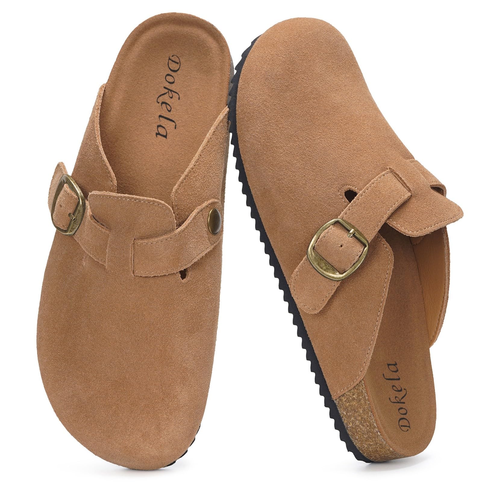 Zoccoli Uomo Sabot Donna Cuir Nubuck Ciabatta Comode Pantofole in Pelle Antiscivolo Scarpa con Sottopiede in Sughero