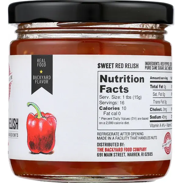 The Backyard Food Co Rhode Island Sweet Red Pepper Relish, 7.5 OZ 5