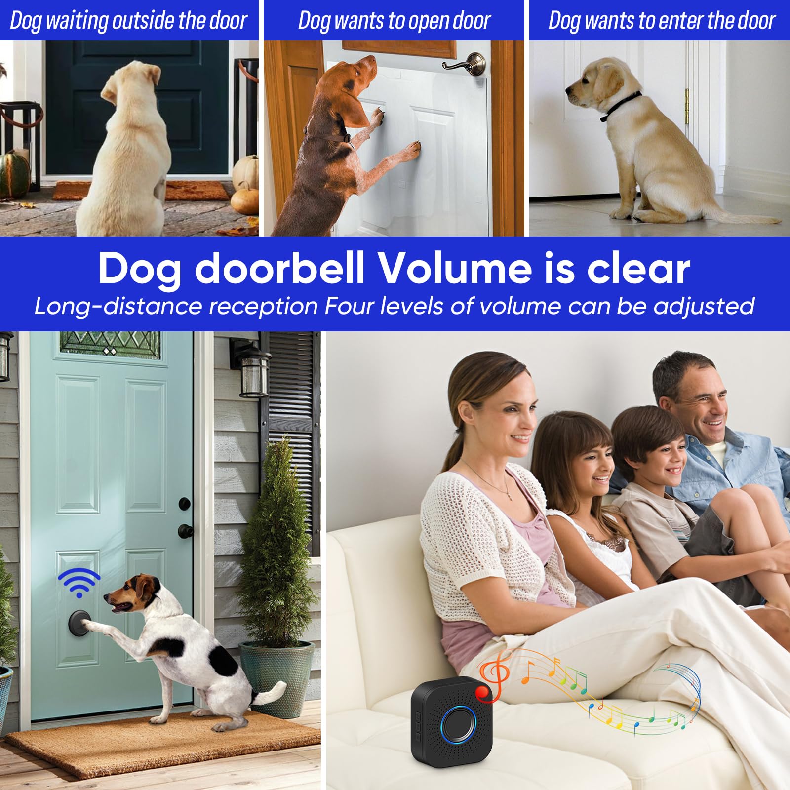MYPIN Campanello per Cani, Campanello Cane Senza Fili per l'addestramento del Cane al Vasino, Impermeabili IP65, 1.000 Piedi, 1 Ricevitore CC + 2 Trasmettitori
