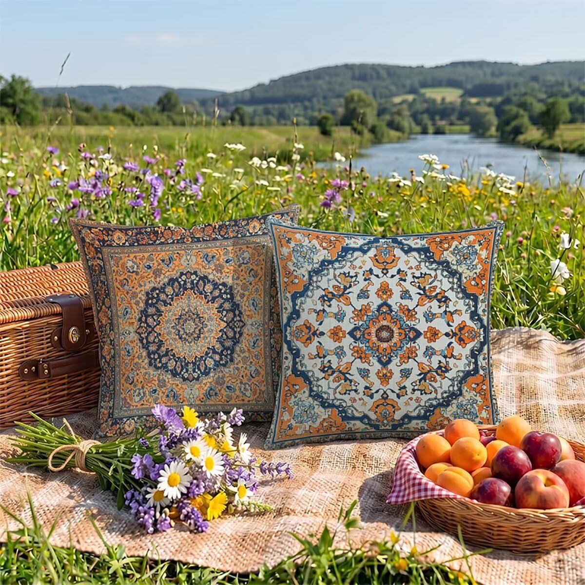 Pomarańczowe poszewki na poduszki 80 x 80 cm, 2 szt., luksusowe poduszki na zewnątrz, wodoodporne, poduszki dekoracyjne, wytrzymałe, duże poduszki, na meble ogrodowe, sofę, patio, (dwustronny design