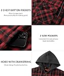 ZITY Veste en flanelle pour hommes avec Vestes en Plaid épaissies à Hood avec Doublure en Flanelle à capuche zippée