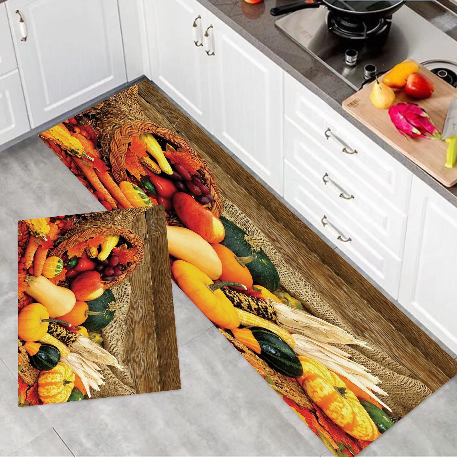 SHUAIG Tappeto da cucina antiscivolo Set di tappetini da cucina antiscivolo lavabile Adatto per camera dei bambini, porta, all'aperto, cucina, atrio. (40 * 120+40 * 60cm, Style B