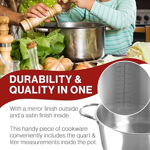 Miniatura 4 de Classic Cuisine - Olla de acero inoxidable con tapa compatible con cocinas eléctricas, gas, inducción o gas, utensilios de cocina