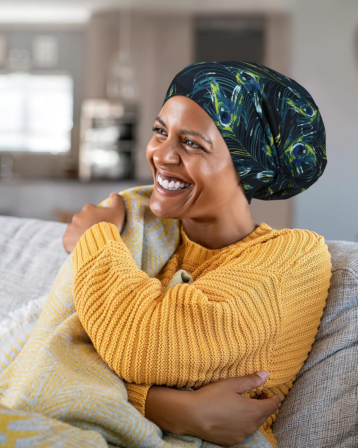 Adjustable Satin Lined Sleep Cap for Dreadlocks Curly Hair Large Head-Stay On Overnight - Image 6