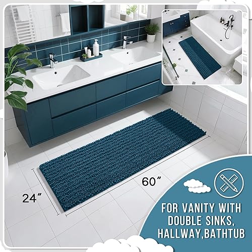 Miniatura 755 de Yimobra - Tapete de baño largo de felpilla, grande de 55.1 x 24 pulgadas, microfibra gruesa, absorbente, extrasuave, antideslizante, peludo, lavable