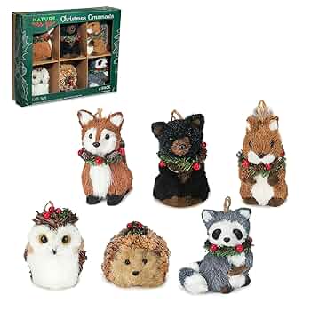 d*9様 DECORTÉ Wildflower Woodland xmas 20 Nature Vibe Sisal Woodland Animals Christmas Tree Ornaments