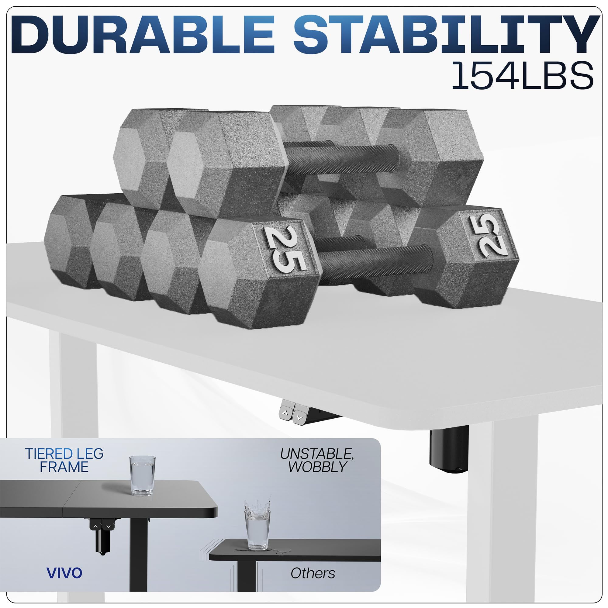 VIVO Electric Stand Up Desk Frame Workstation Single Motor Ergonomic Standing Height Adjustable Base with Simple Controller White — view 8