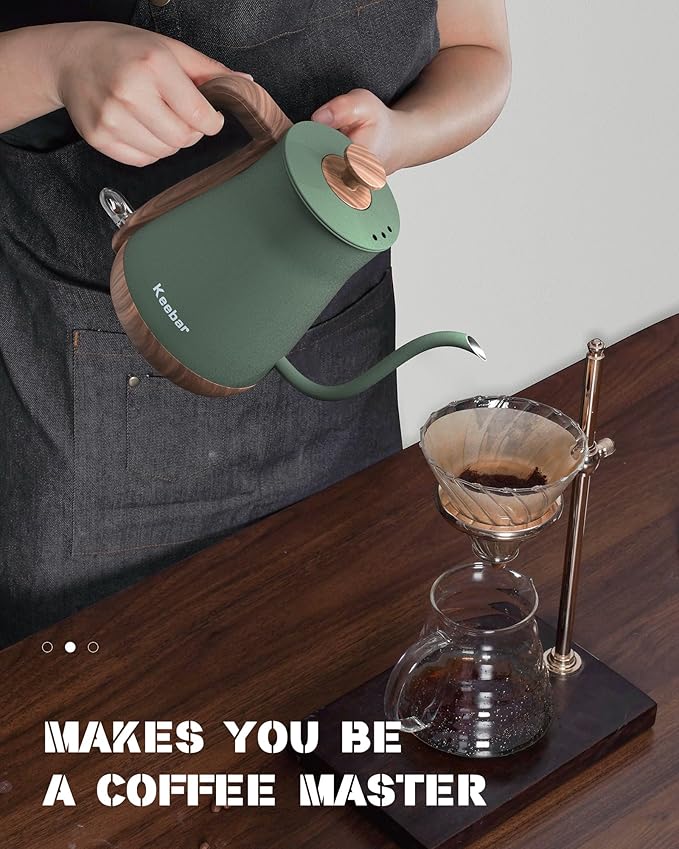 Tetera Eléctrica Gooseneck Keebar 0.8L 1000W Acero Inoxidable Matcha Green miniatura 7
