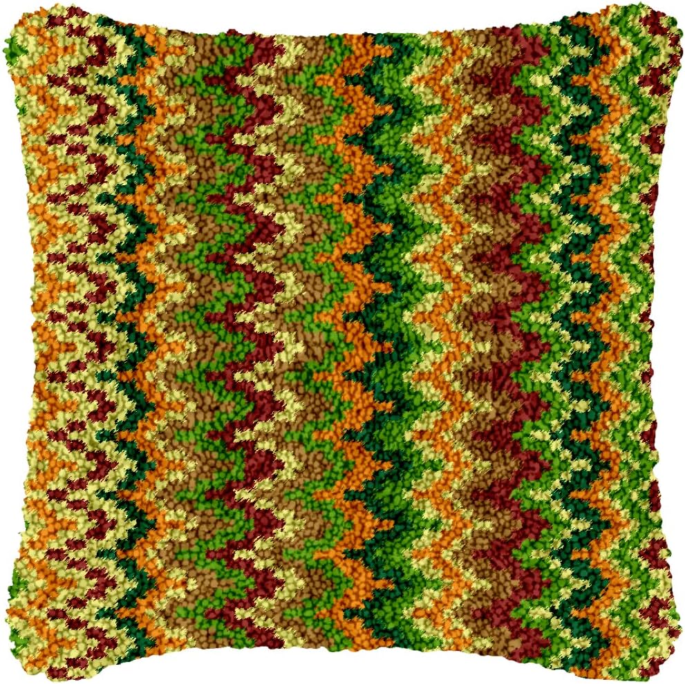 Yglnden Latch Hook Kit Pillow DIY Throw Cover Crochet Needlework Printed Canvas Decor for Adults (Flower 1:43x43cm/17 X17)