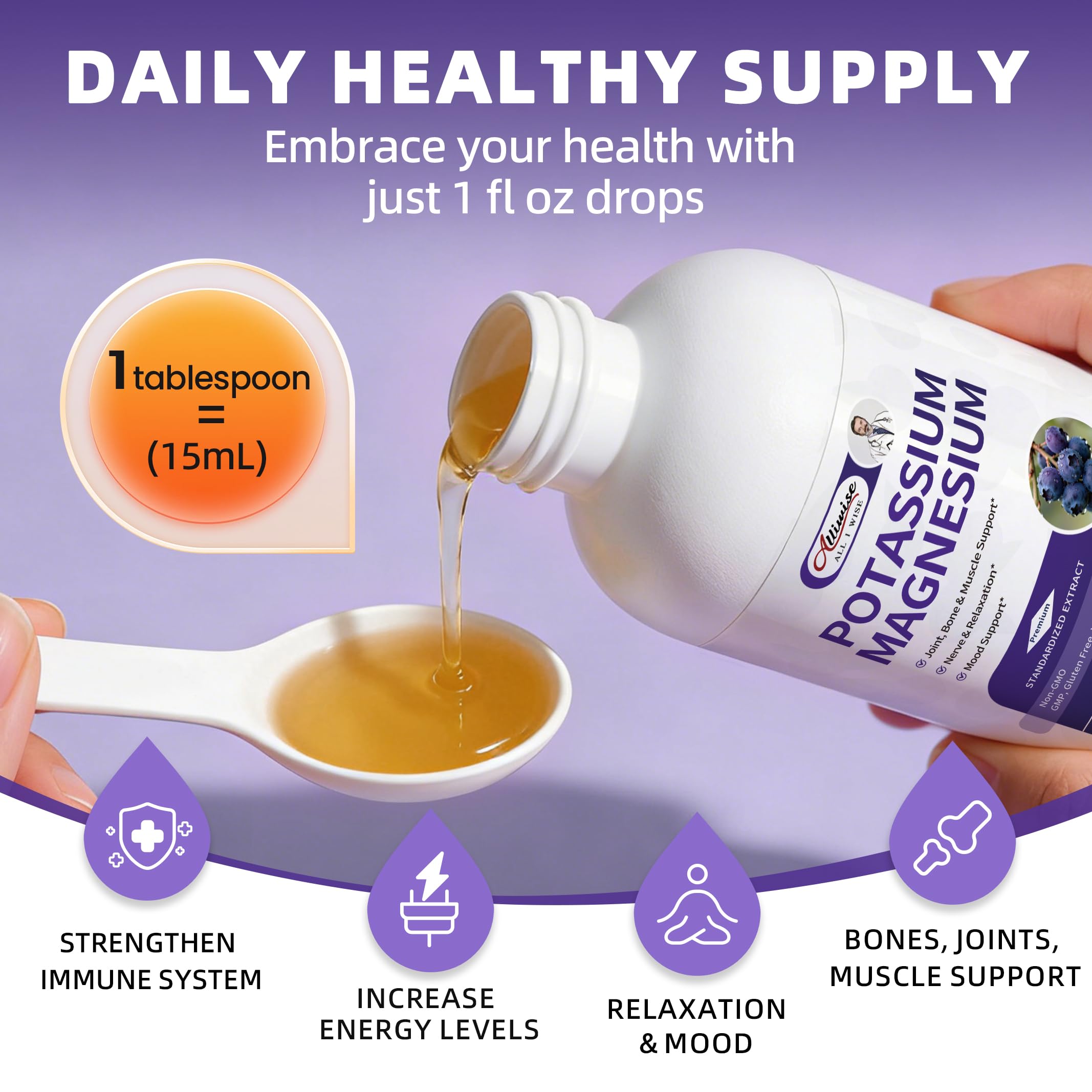 Potassium Magnesium Supplement Liquid,High Absorption,Sugar Free,16 Fl oz — Amazon image 6