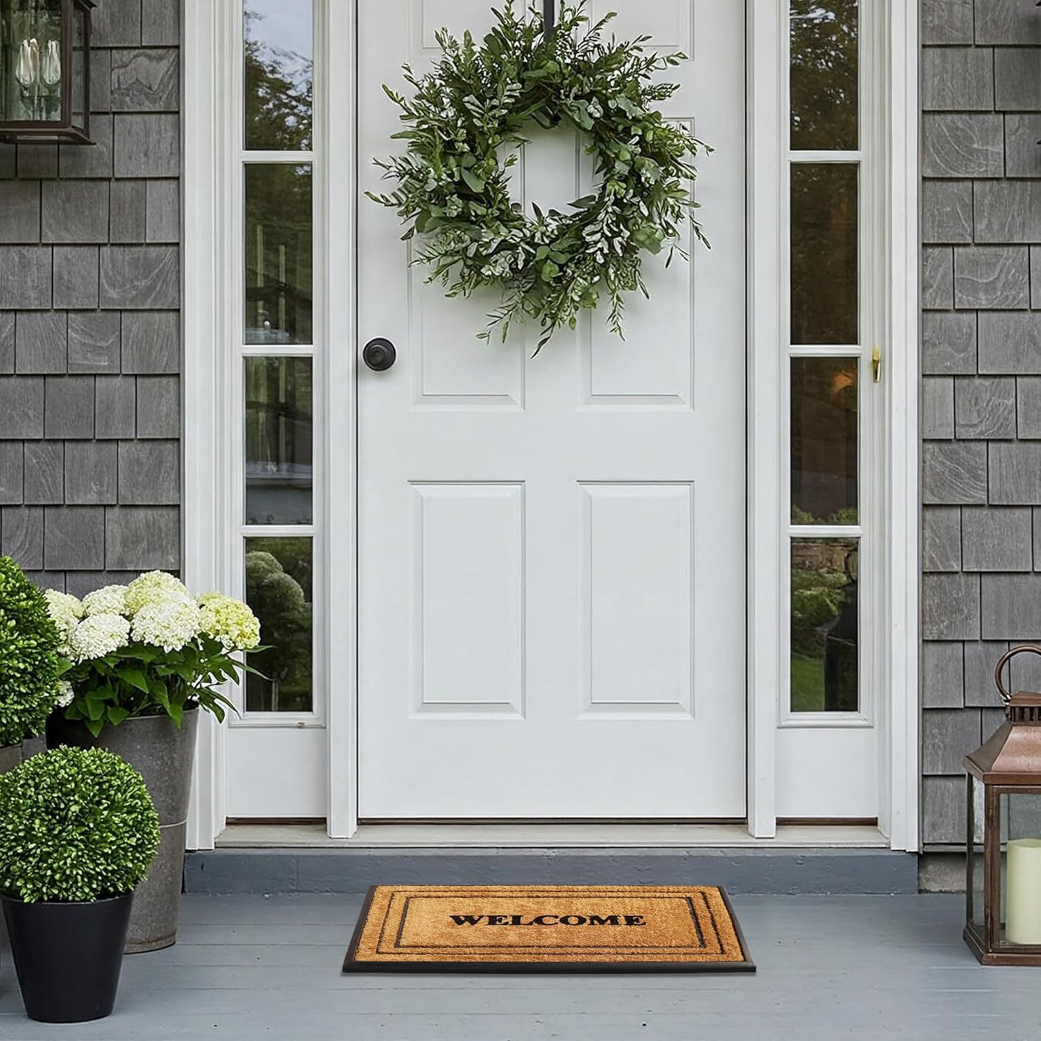 A1 Home Collections Natural Coir & Rubber Door Mat, 18"x32", Heavy Duty, Dirt Trapping, Long-Lasting Entrance Doormats for Front Door, Thick & Non-Slip Durable Outdoor Entry Mat