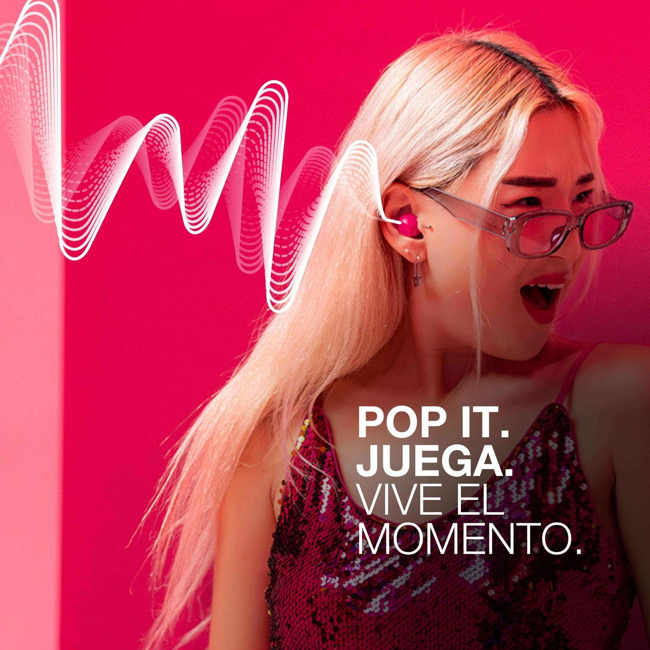 JLab Go Pop ANC Auriculares Bluetooth ANC, 24+ h de autonomía, IP55 Resistentes al Sudor, micrófono, Llamadas claras y conexión multipunto, Fucsia