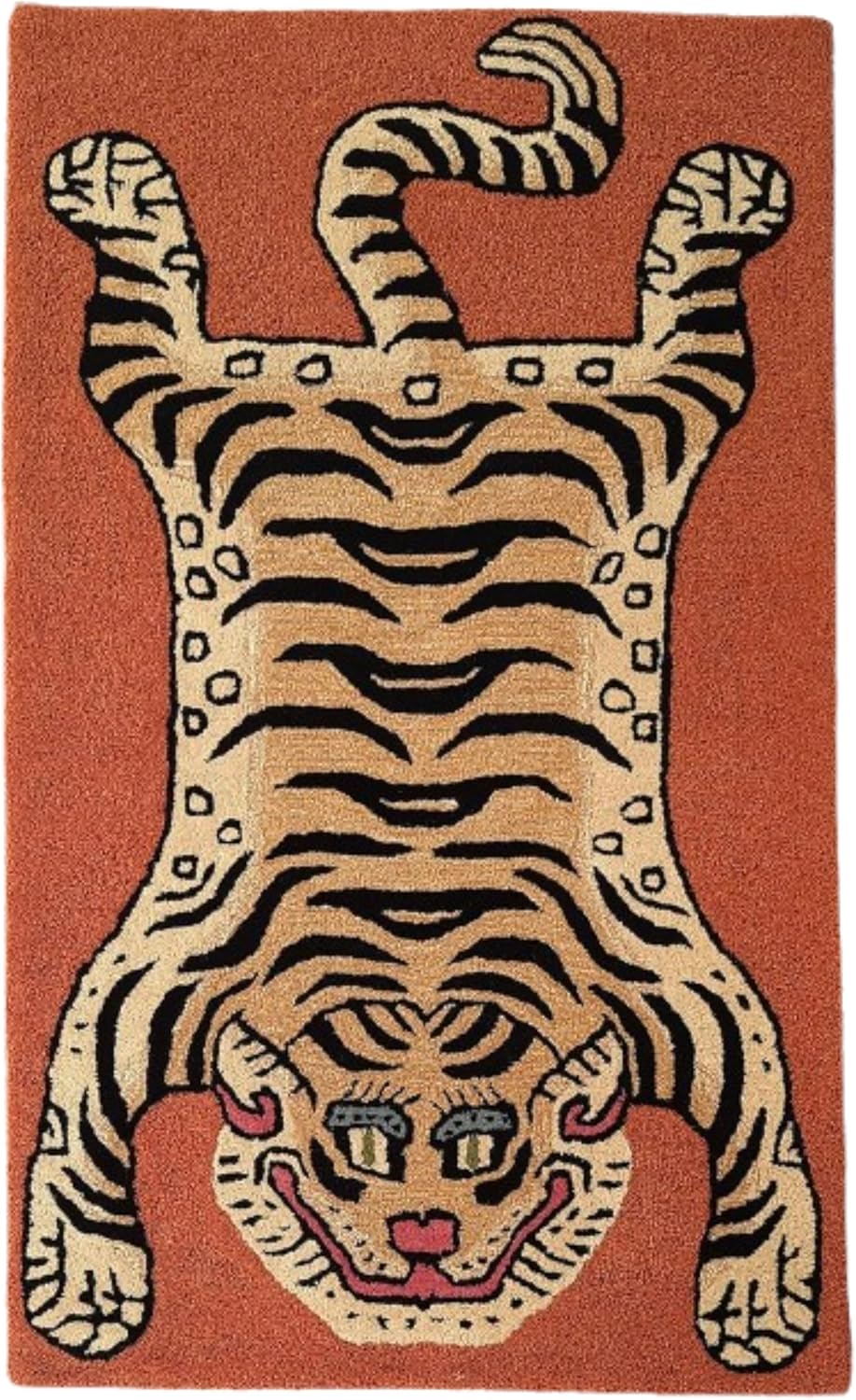 Tibetan Tiger Area Rugs 3x5 Feet 100% Woolen Handmade Tufted Rugs Skin Shape for Décor Carpet Animal Carpet for Kids Room & Bedroom by Modern Carpet (4x6 Feet)