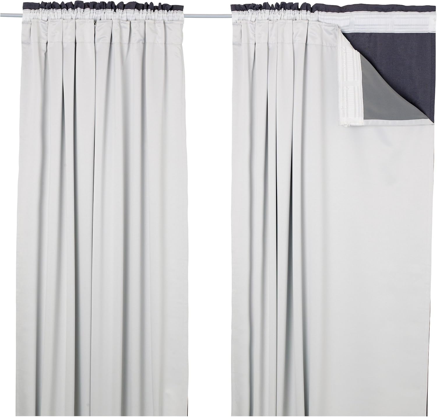 GLANSNÄVA Curtain liners, 1 pair, light grey, 143x290 cm