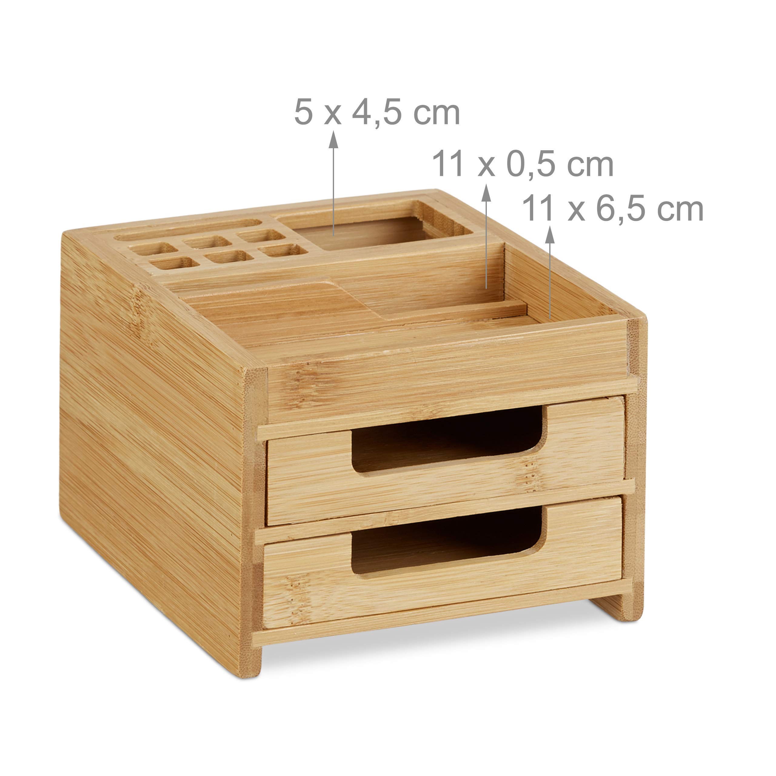Relaxdays Cube mémo bambou, lot de 2, bloc-note 900 feuilles papier support pense-bête HxlxP: 10,5 x 10,5 x 10,5 cm, nature