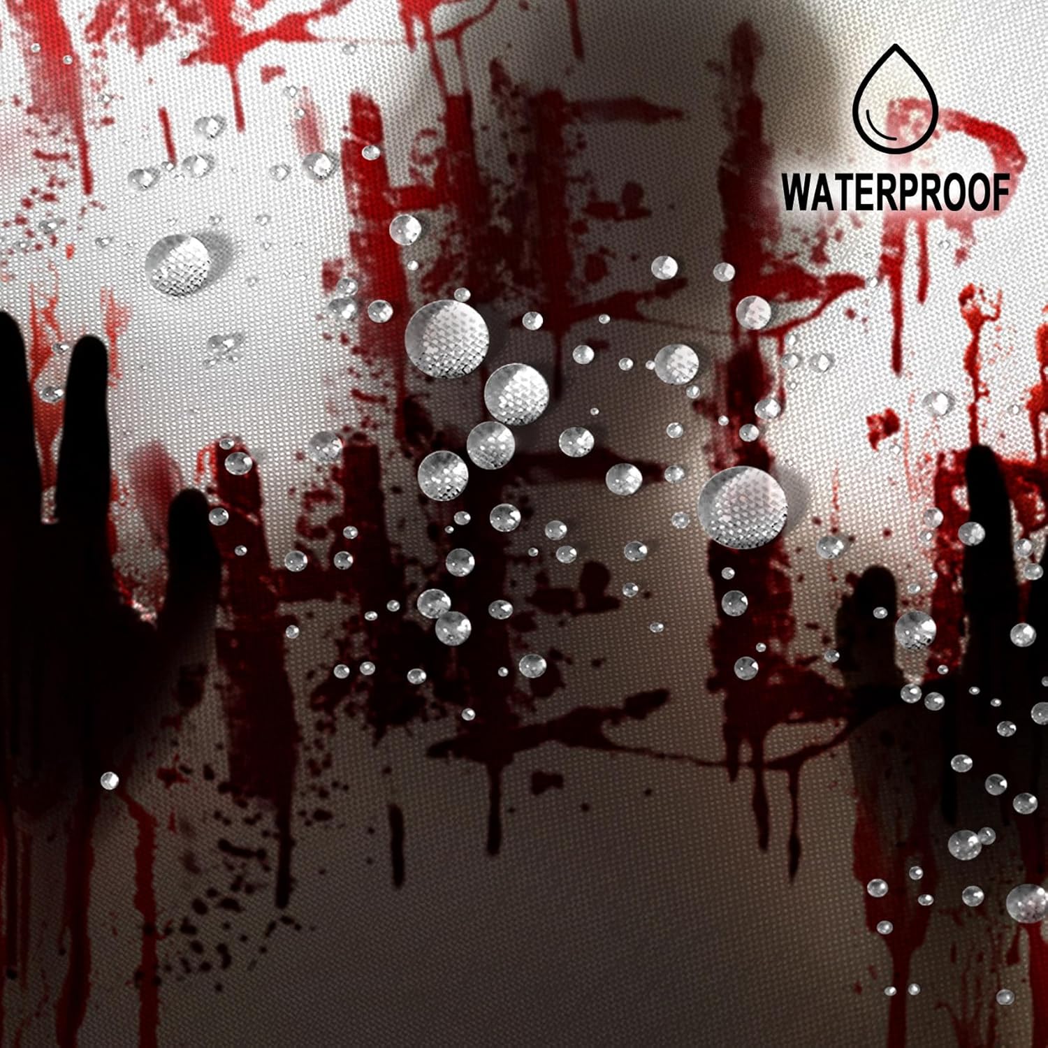 Renaiss 72x72 Inches Halloween Shower Curtain Spooky Bloody Hands Help Scary Ghost Shadow Horror Bath Curtains Fabric Shower Curtain Sets for Bathroom Home Decor Waterproof with Hooks