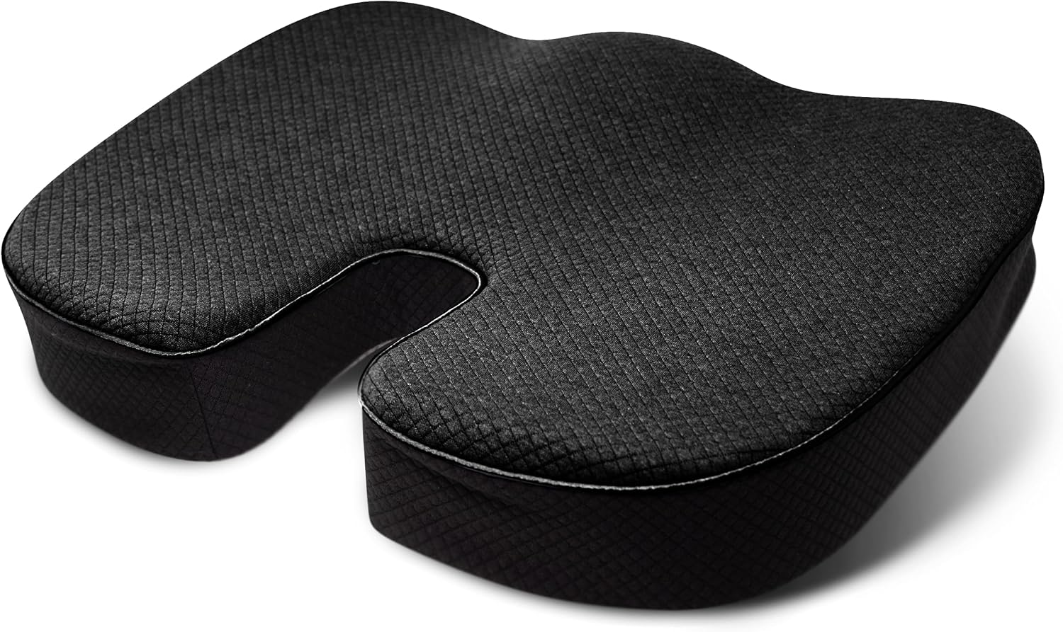 BLACK+DECKER Quilted Knit Memory Foam Seat Cushion U Seat Cushion for Office Chair, Car, Wheelchair & Airplane – Ergonomic, Pain Relief, Non-Slip Backing, Washable Cover, Black