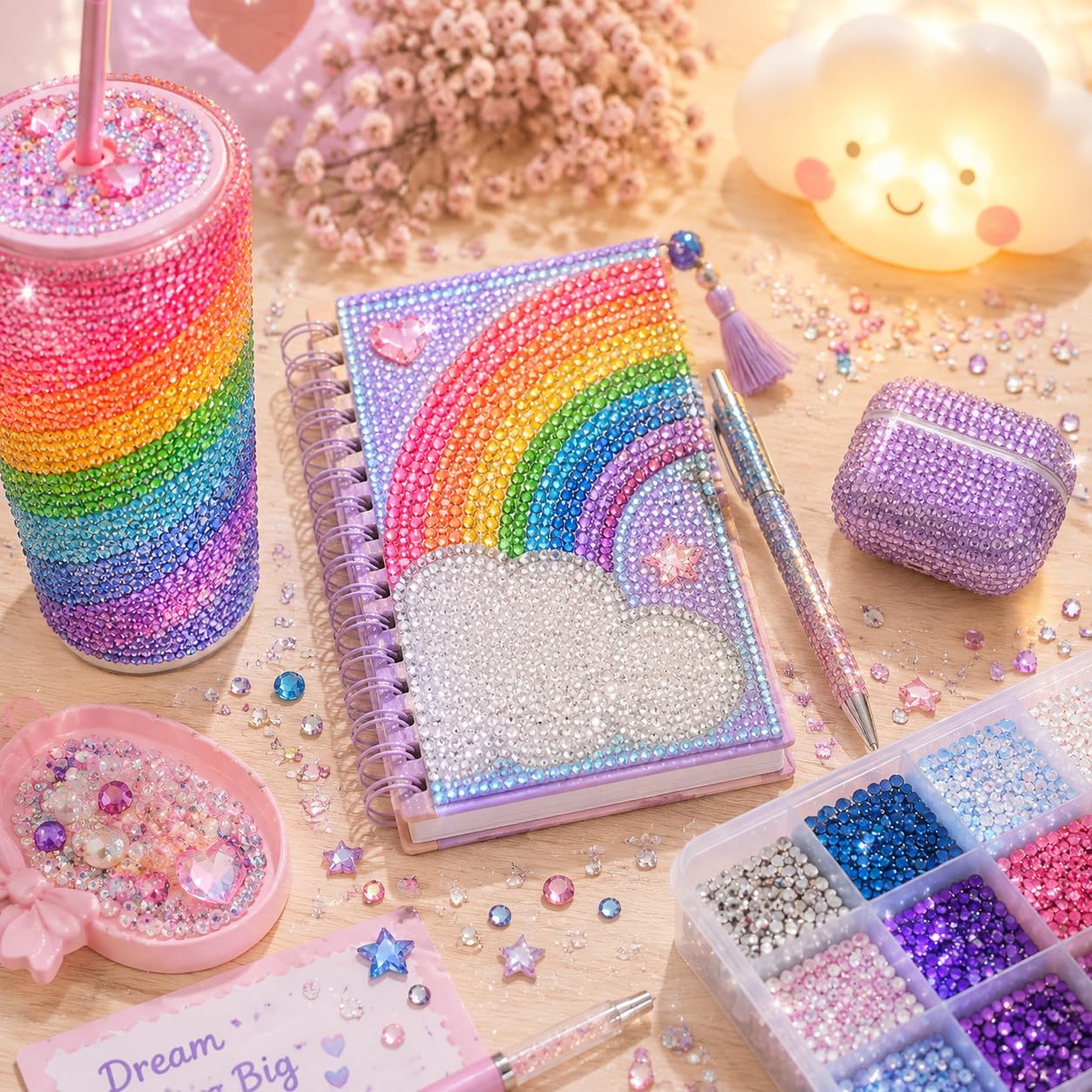 Bedazzling Kit 40000Pcs 40 Colors + 20000Pcs Red Resin Jelly Rhinestones