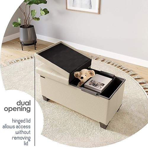 Miniatura 288 de Otomana plegable para dormitorio o sala de estar, con contenedores de almacenamiento, reposapiés para el extremo de la cama, soporta hasta 660 lb,
