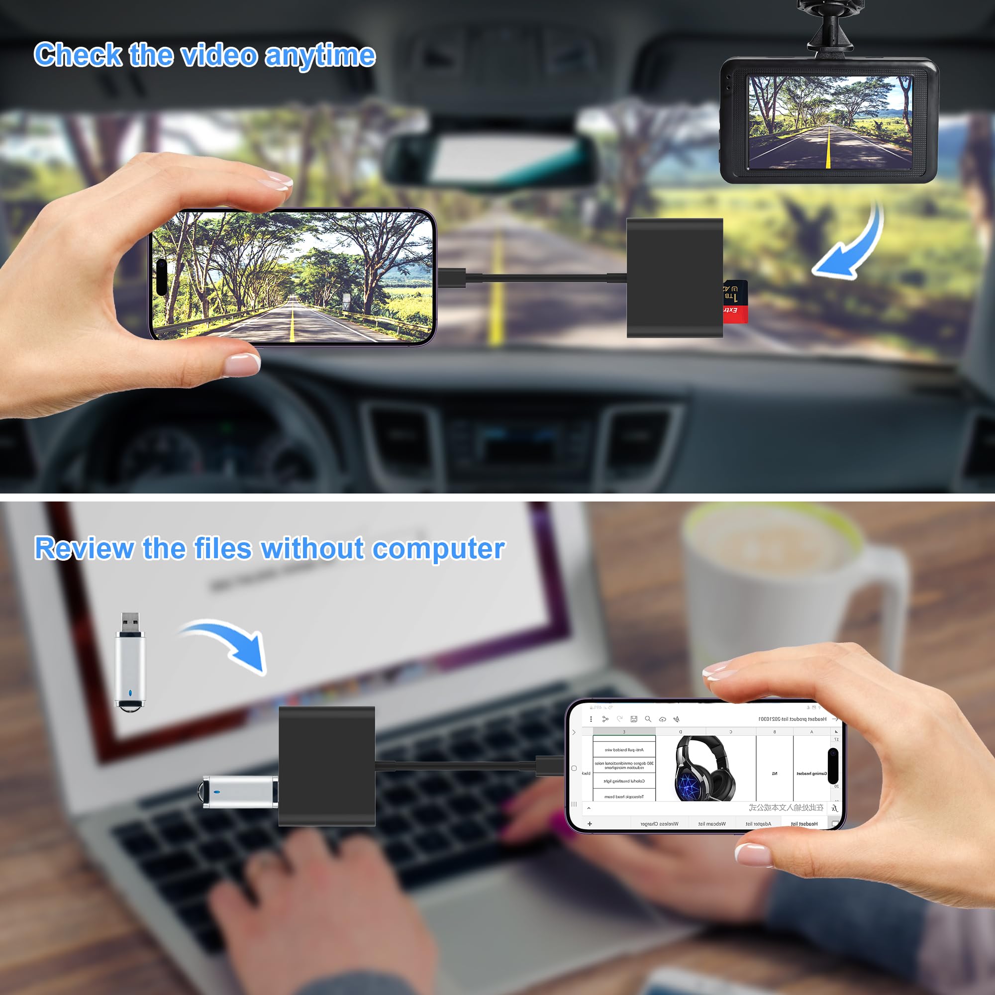 Lecteur de Carte SD, USB 3.0 Type C Haute Vitesse vers Carte SD/TF Adaptateur pour iPhone 17/16/15 Pro Max Lecteur de Carte mémoire avec Port SD MicroSD USB 3 pour Mac/iPad/MacBook Pro/Air Android
