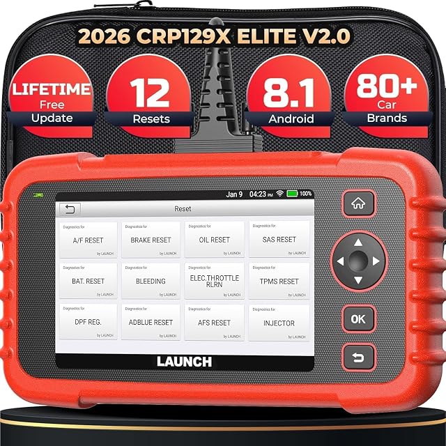 Launch OBD2 Scanner 2026 New CRP129X V2.0 (Upgraded of CRP129X,CRP123X Car Scanner), 12 Resets Scan Tool, Android 8.1 AutoVIN, 4 System Diagnostic Scanner,r, Lifetime Update, 5 Years Backup