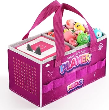 Carrying Case for Tonies Starter Set & Storage Bag for Tonies Figurine, Outdoor Hand Bag for Tonies Audio Player and Dolls Musical Toy Folding Bag for Kids Toniebox 2 Accessories Purple Pattern
